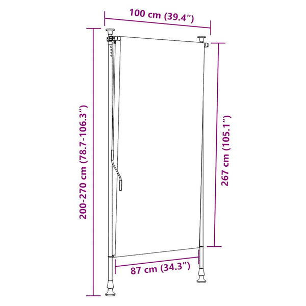 Anthrazitfarbenes Außenrollo Feliana 100x270cm