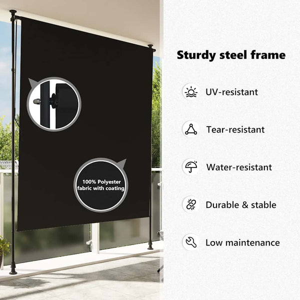 Anthrazitfarbenes Outdoor-Rollo Feliana 150x270cm