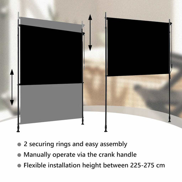 Anthrazitfarbenes Outdoor-Rollo Feliana 150x270cm