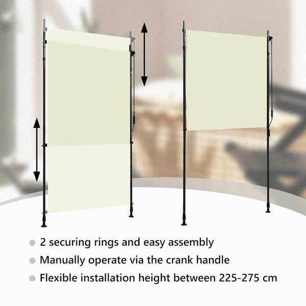 Cremefarbener Outdoor-Rollvorhang Feliana 120x270cm