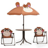 Braunes 3-teiliges Kinder-Garten-Bistro-Set mit Sonnenschirm Nadim