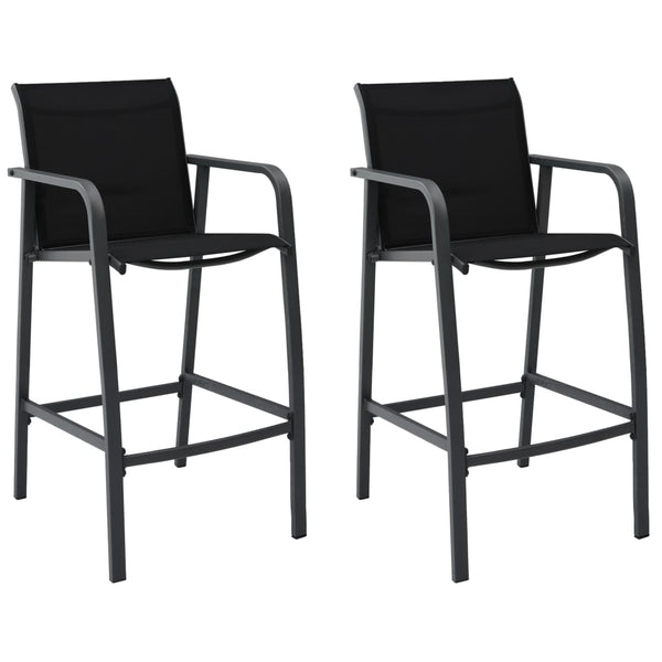 Schwarze Barhocker Arthemice für den Garten (2 Stück Textilene)