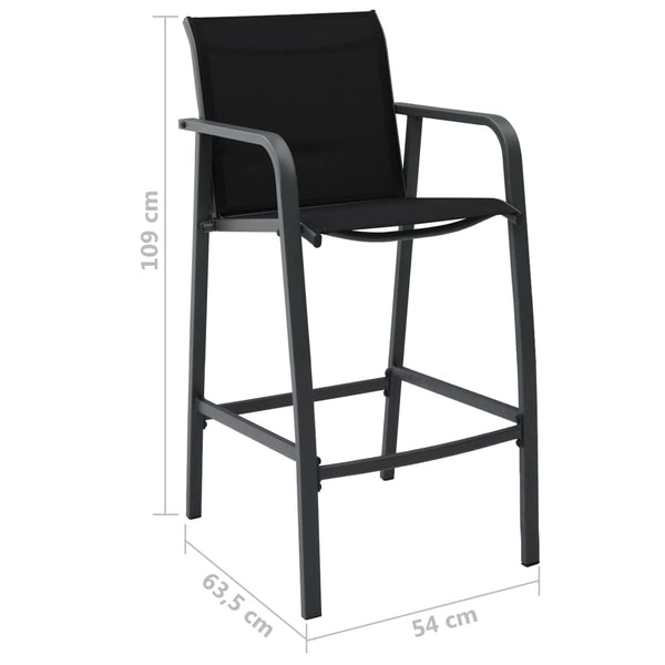 Schwarze Barhocker Arthemice für den Garten (2 Stück Textilene)