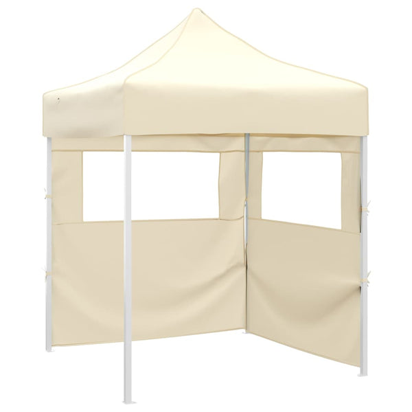 Creme Klapp-Partyzelt Adamandina 2x2 m (2 Seitenwände Stahl)
