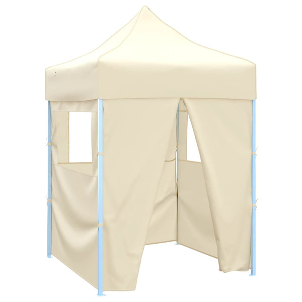 Cremefarbener Faltpavillon Bataturescu 2x2 m (4 Seitenwände Stahl)