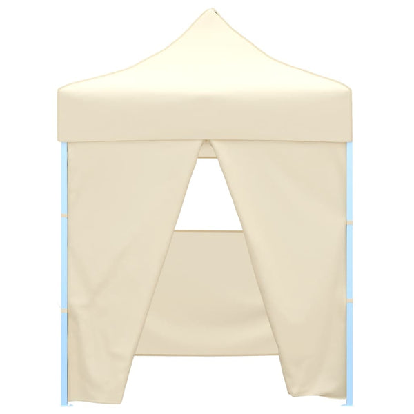 Cremefarbener Faltpavillon Bataturescu 2x2 m (4 Seitenwände Stahl)