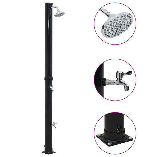Schwarze Solardusche Bocskai 220cm 20 l