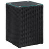 Schwarze Beistelltische Niko (3 Stück mit Glasplatte Polyrattan)