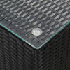 Schwarze Beistelltische Niko (3 Stück mit Glasplatte Polyrattan)