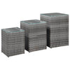 Grauer Beistelltisch Niko (3er Set Glasplatte Polyrattan)