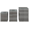 Grauer Beistelltisch Niko (3er Set Glasplatte Polyrattan)