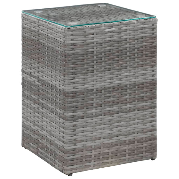 Grauer Beistelltisch Niko (3er Set Glasplatte Polyrattan)