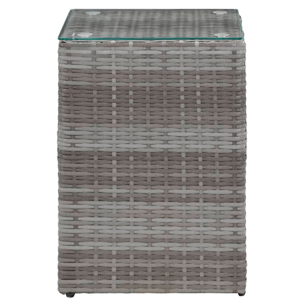 Grauer Beistelltisch Niko (3er Set Glasplatte Polyrattan)