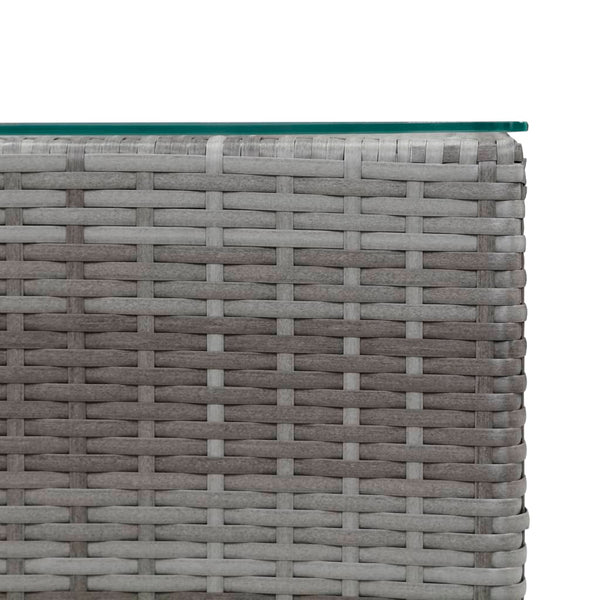 Grauer Beistelltisch Niko (3er Set Glasplatte Polyrattan)