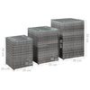 Grauer Beistelltisch Niko (3er Set Glasplatte Polyrattan)