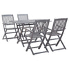 Graue Outdoor-Essgruppe Zana 5-teilig (Akazienholz)