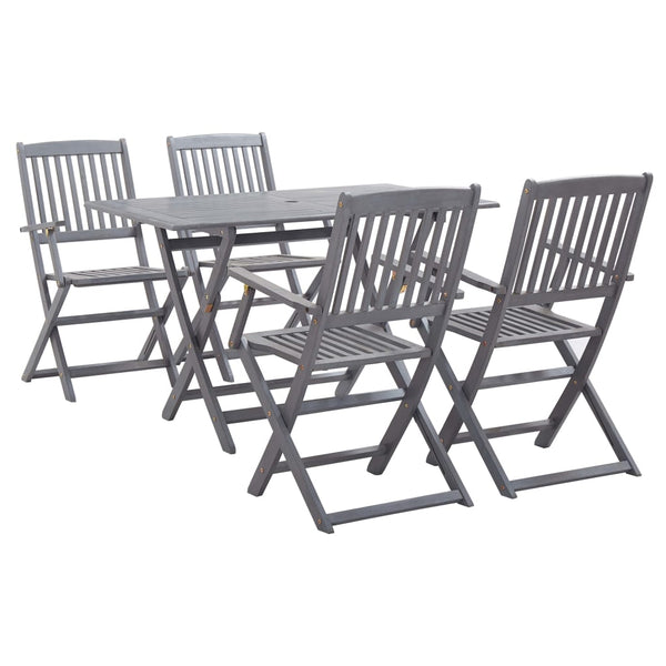 Graue Outdoor-Essgruppe Zana 5-teilig (Akazienholz)
