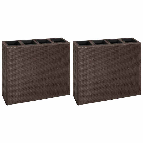 Braunes Hochbeet Zarnie (mit 4 Töpfen 2 Stk. Polyrattan)