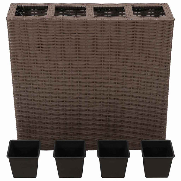 Braunes Hochbeet Zarnie (mit 4 Töpfen 2 Stk. Polyrattan)