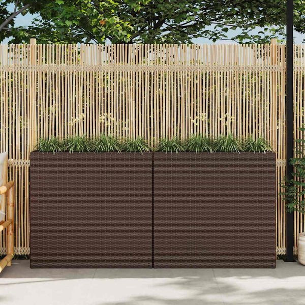 Braunes Hochbeet Zarnie (mit 4 Töpfen 2 Stk. Polyrattan)