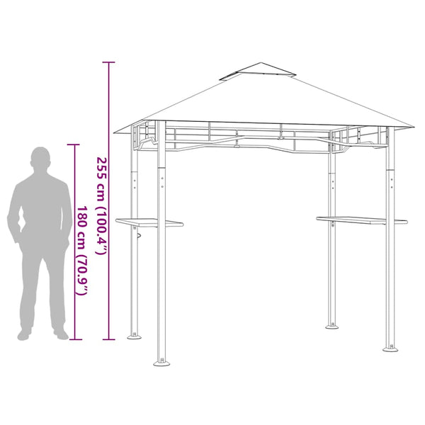 Anthrazitfarbene Grillpavillon Kusztos 240x150x255cm (Stahl)