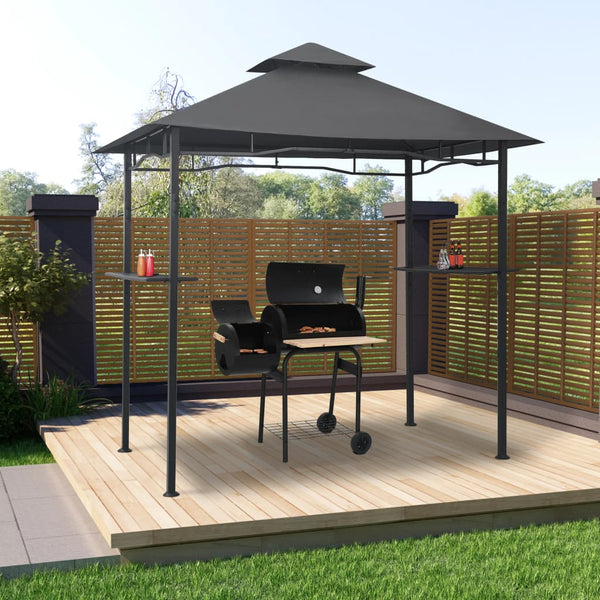Anthrazitfarbene Grillpavillon Kusztos 240x150x255cm (Stahl)