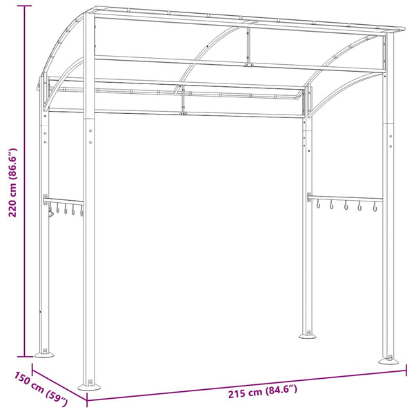 Anthrazit BBQ Pavillon Sabinas 215x150x220cm (Stahl)