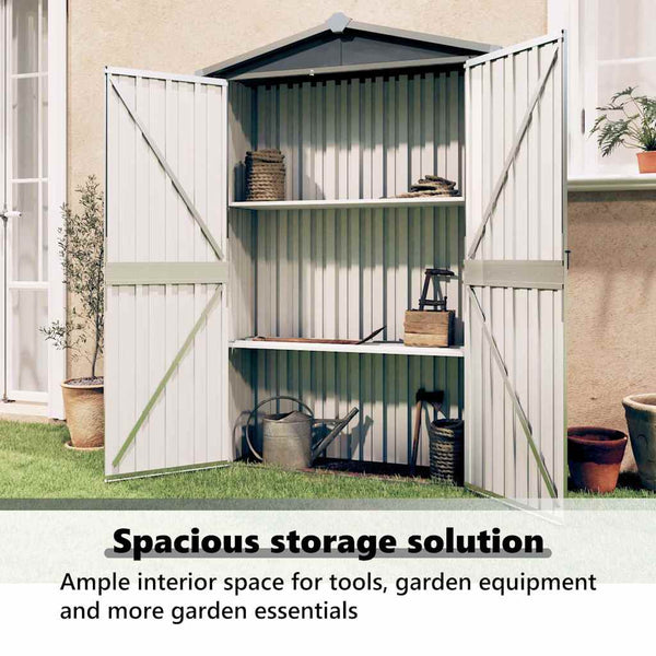 Grauer Gartenschuppen Melony 116x45x175cm (verzinkter Stahl)