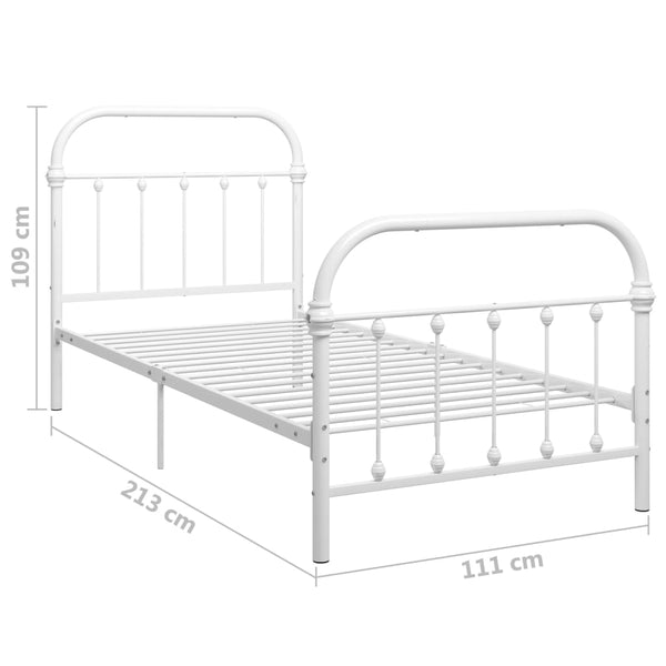 Weißes Bettgestell Byatrice 100x200cm (Metall)