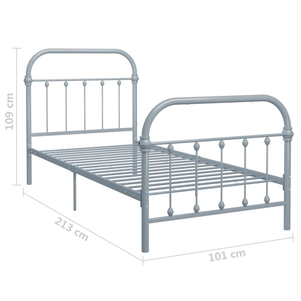 Graues Bettgestell Byatrice 90x200cm (Metall)