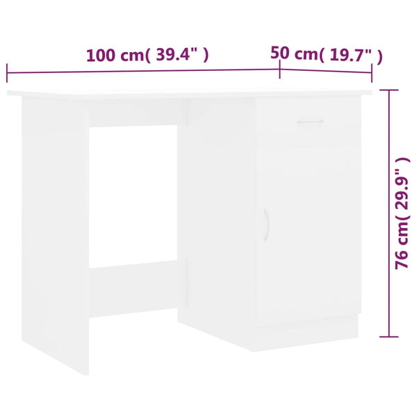 Weißer Schreibtisch Abbdulah 100x50x76cm (Holz)