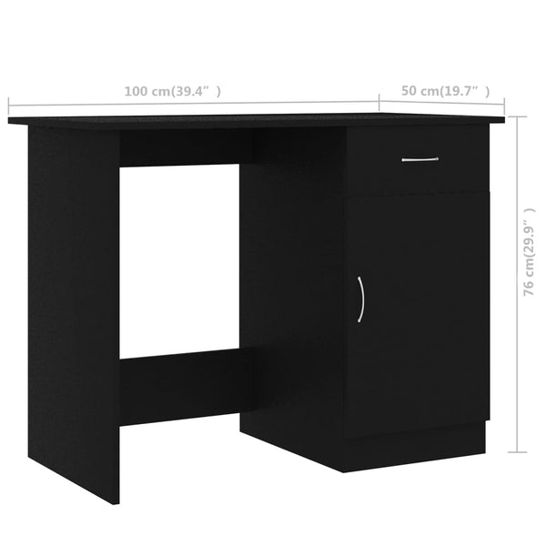 Schwarzer Schreibtisch Abbdulah 100x50x76cm (Holz)