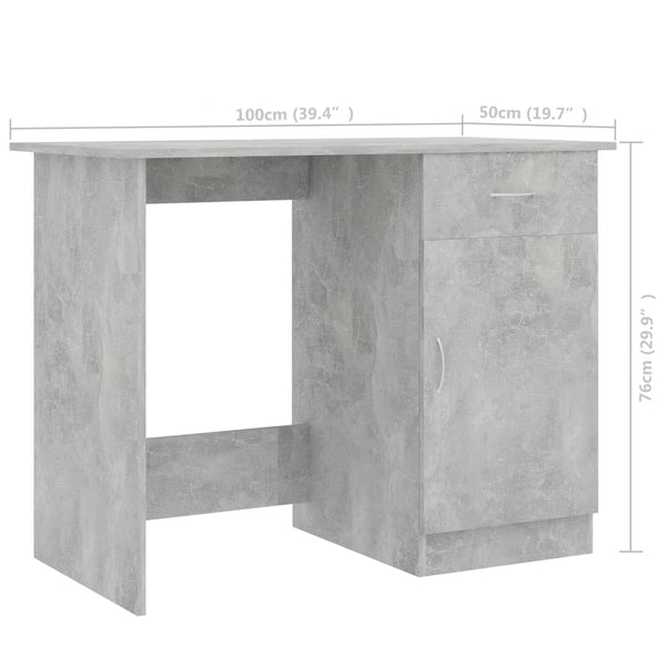 Betongrauer Schreibtisch Abdulla 100x50x76cm (Holz)