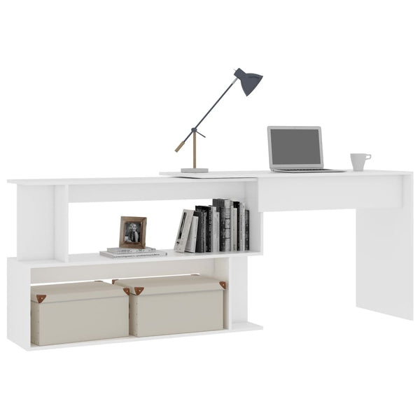 Weißer Eckschreibtisch Helviga 200x50x76cm (Holz)