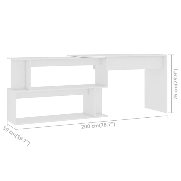 Weißer Eckschreibtisch Helviga 200x50x76cm (Holz)