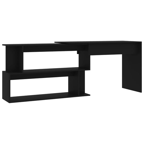 Eckschreibtisch Helviga 200x50x76cm, schwarz (Holz)
