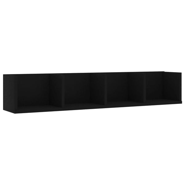 Schwarzes CD-Wandregal Mariene 100x18x18cm (Holz)