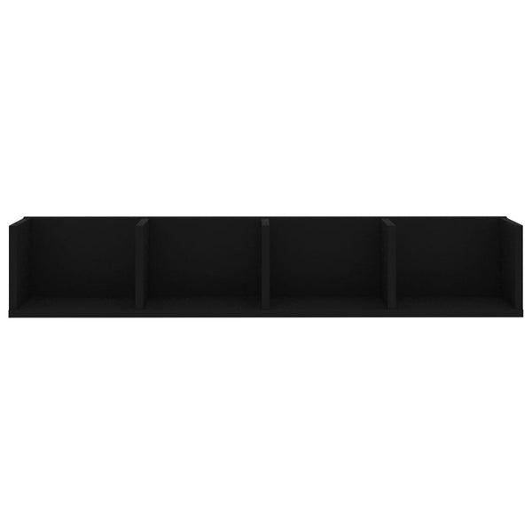 Schwarzes CD-Wandregal Mariene 100x18x18cm (Holz)
