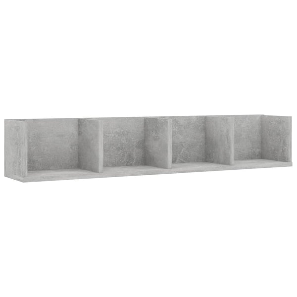 Betongraues CD-Wandregal Mariene 100x18x18cm (Holz)