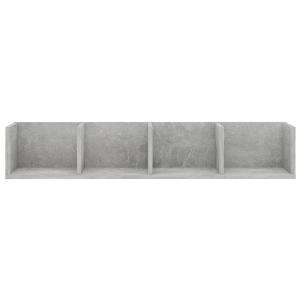 Betongraues CD-Wandregal Mariene 100x18x18cm (Holz)
