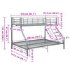 Graues Etagenbettgestell Deianca 140x200cm/90x200cm
