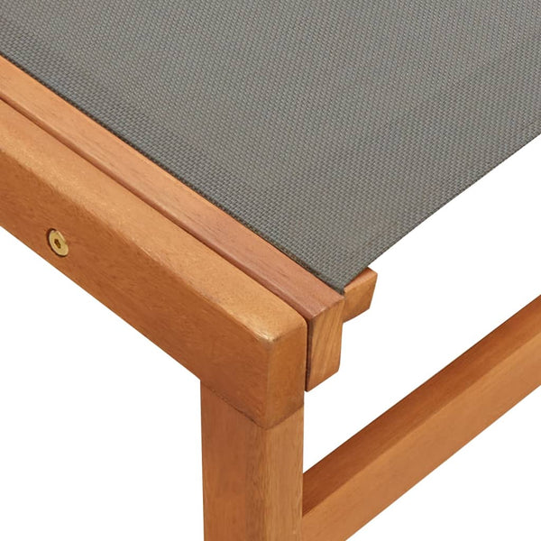 Grauer Gartenstuhl mit Fußstütze Maurice (Eukalyptusholz und Textilene)