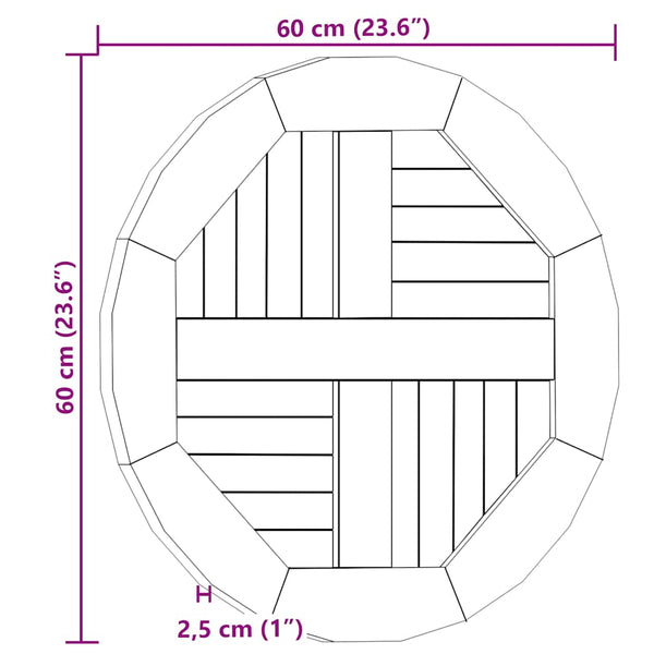 Tischplatte Leba 2,5 cm 60 cm (Teak rund)