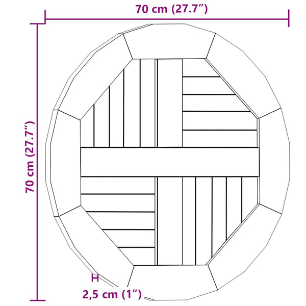 Tischplatte Leba rund 2,5cm 70cm (Teak)