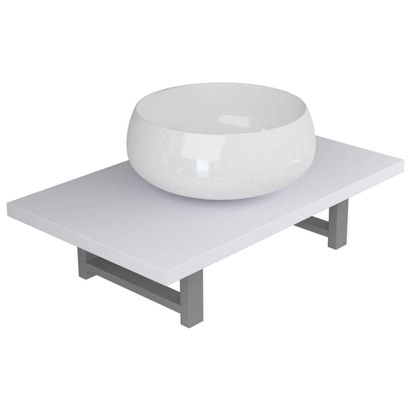 Keramisches zweiteiliges Badezimmermöbel-Set Shailendra, weiß