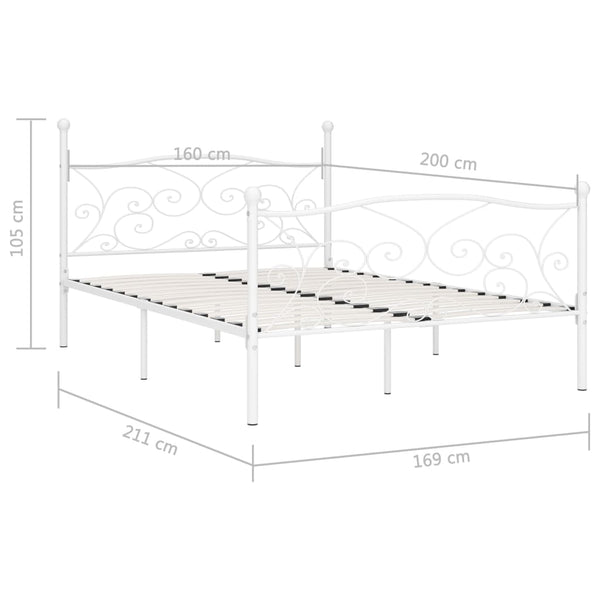 Weißes Bettgestell mit Lattenrost Haase 160x200cm (Metall)
