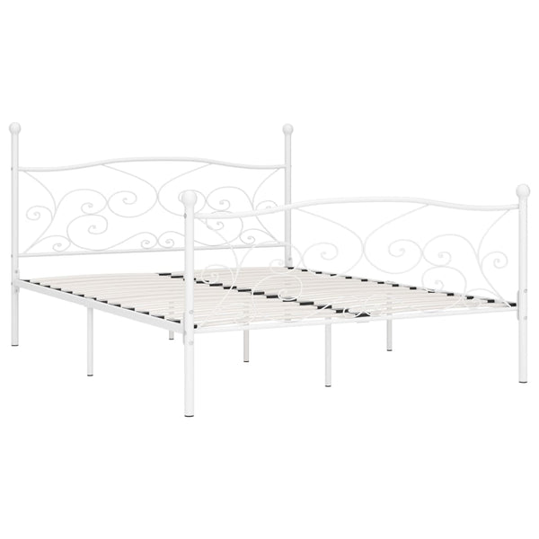 Weißes Bettgestell mit Lattenrost Haase 200x200cm (Metall)