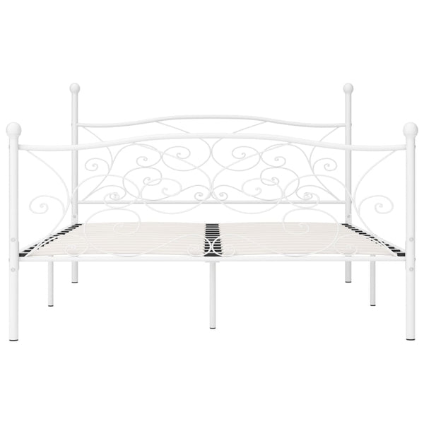 Weißes Bettgestell mit Lattenrost Haase 200x200cm (Metall)