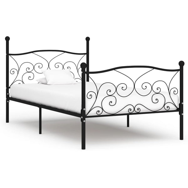 Schwarzes Bettgestell mit Lattenrost Haase 90x200cm