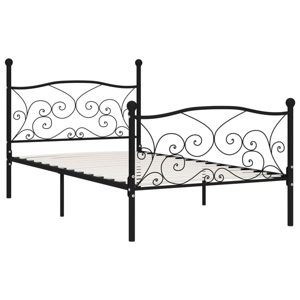 Schwarzes Bettgestell mit Lattenrost Haase 90x200cm